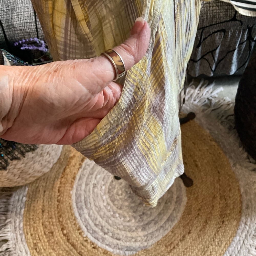 Free People One Yellow and Gray Plaid Women's Tunic M - Picture 6 of 11